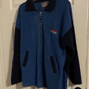Blue Full-Zip Ribbed Jacket